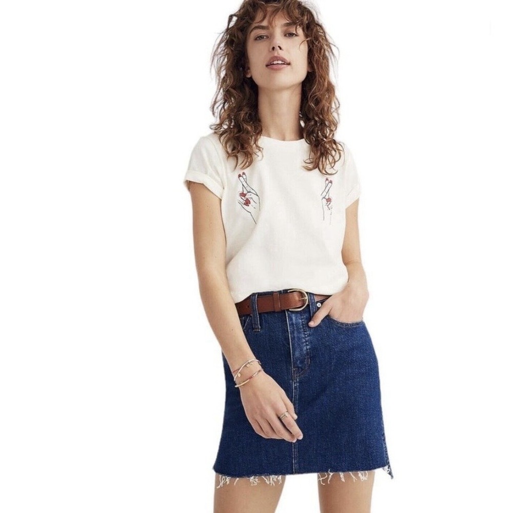 Madewell Stretch Denim Straight Mini Skirt Step-Hem Sizeβ 25